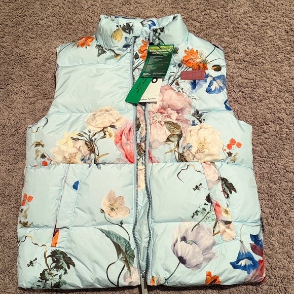 Molo sky blue pink rose Heike Floral Puffer Vest girls 176 / 16 XL - Picture 3 of 6